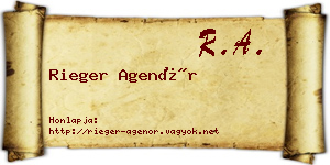 Rieger Agenór névjegykártya